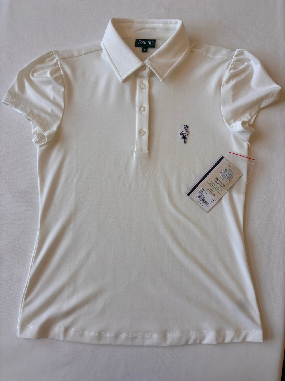 Fore All Women's White Polo Shirt with Puff Sleeves